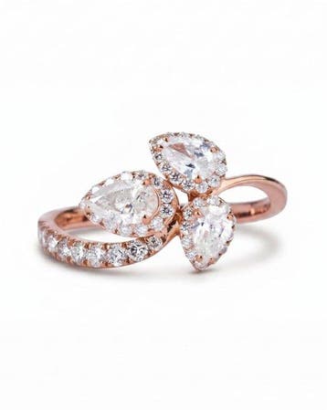 Statement ring - 14 karaat Roségoud - 1.06ct. tw. Diamant