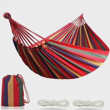 Dubbele Hangmat 2 Persoons Katoen Canvas met Boomriemen - Ro, Tuin en Terras, Hangmatten, Verzenden, Nieuw
