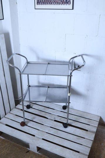 Bijzettafel - Retro chroom medische behandelwagen - Staal,