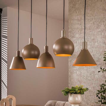 *WOONWINKEL* Hanglamp Mix 5-lichts Beige, Huis en Inrichting, Lampen | Hanglampen, Verzenden, Nieuw