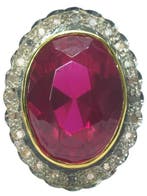 Zonder minimumprijs - Ring - 9 kt. Zilver, Geel goud Robijn, Nieuw