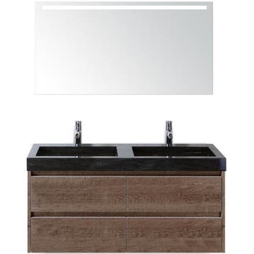 Dante Badmeubelset 120 cm - Tabacco - Wastafel Hardsteen Wit, Ophalen of Verzenden, Nieuw