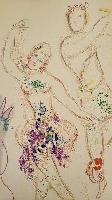 Marc Chagall (1887-1985) - Lithographie originale, Daphnis, Antiek en Kunst