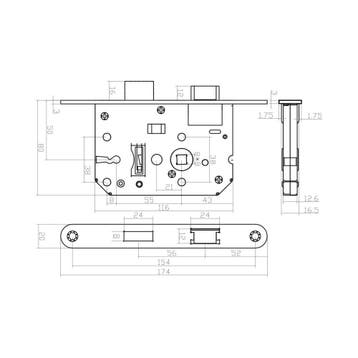 Intersteel badkamer/toiletslot 63/8mm met RVS voorplaat, Doe-het-zelf en Verbouw, Hang- en Sluitwerk, Verzenden, Nieuw