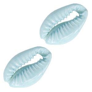 4 x Schelp kralen Kauri  ca. 17x12mm Sky blue, Ophalen of Verzenden, Nieuw, Kraal