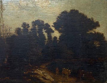 Nederlandse school (XVII) - Paisaje Holandés con vacas al