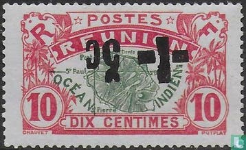 Réunion - Landkaart (Rode Kruis) - 1915, Verzenden, Postfris