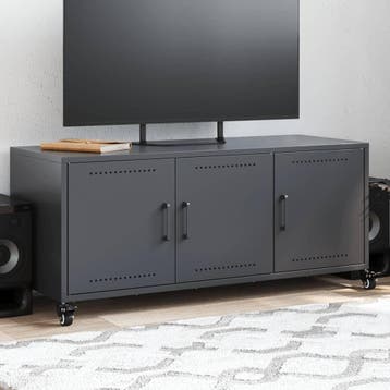 vidaXL Tv-meubel 100,5x39x43,5 cm staal antracietkleurig, Minder dan 50 cm, Verzenden, Nieuw, Minder dan 100 cm