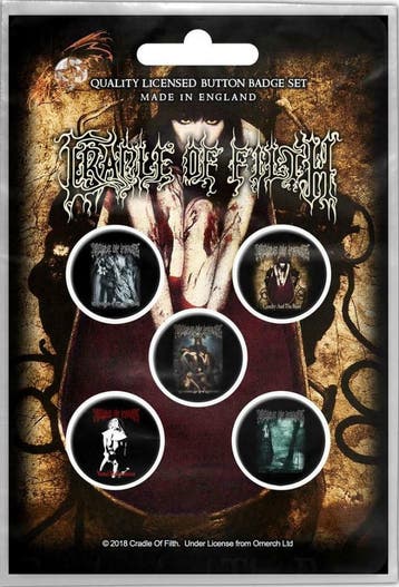 Cradle of Filth Button Albums 5-pack officiële merchandise, Ophalen of Verzenden, Nieuw, Gebruiksvoorwerp