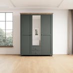 Kledingkast Elvas - Donkergroen - 3-Deurs incl. Spiegel, Verzenden, Nieuw