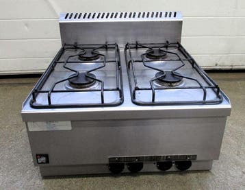 RVS Gasfornuis met 4 Branders, B60 x D65 x H31cm, Gebruikt