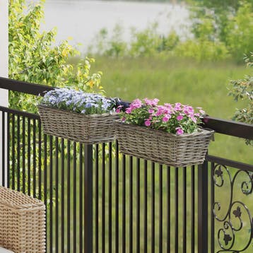 vidaXL Hangende Bloempot Mand 2 pcs Grijs 48 x 22 x 15 cm, Verzenden, Nieuw