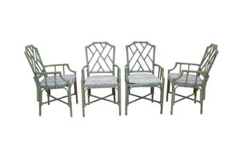 Bamboe look tuinset met glazen tafel en 4 stoelen, Tuin en Terras, Tuinsets en Loungesets, Ophalen of Verzenden, Nieuw
