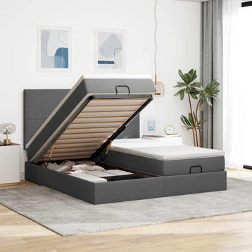 vidaXL Ottoman bed met matrassen en LEDs 180x200cm stof, Eenpersoons, Verzenden, Nieuw, 80 cm