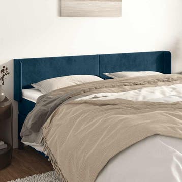 vidaXL Hoofdbord met randen 203x16x78/88 cm fluweel, Huis en Inrichting, Verzenden, Nieuw, Blauw, Stof