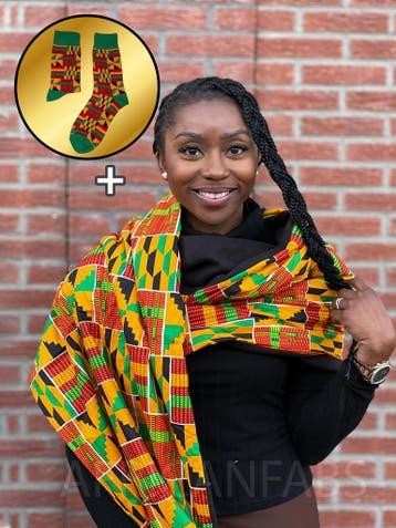 SJAAL & SOK SET - Afrikaanse print kente Winter Sjaal + Sokk, Ophalen of Verzenden, Nieuw