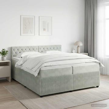 vidaXL Boxspringbed met matras Lichtgrijs 200 x 200 cm, Verzenden, Nieuw, Tweepersoons, Stof