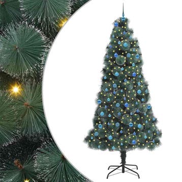 vidaXL Kunstmatige Voorverlichte Kerstboom met Ballenset, Verzenden, Nieuw
