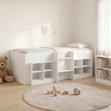 vidaXL Loft Bed Frame met Kast met plank 3 st Wit Bewerkt, Verzenden, Nieuw, Wit, Hout