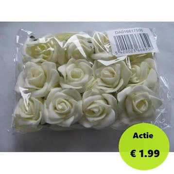 Mini Foam Roos Cream Zelfklevend 2 cm Pak, Ophalen of Verzenden, Nieuw