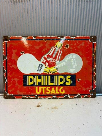 Philips Gloeilampen – Utsalg – Emaille Reclamebord - Emaille
