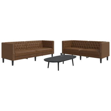 vidaXL 2-delige Loungeset Chesterfield-stijl kunstsuède, Verzenden, Nieuw, Vierpersoons of meer, Leer