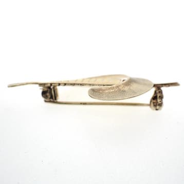 Gouden broche van een veer, Ophalen of Verzenden, Gebruikt, Overige kleuren, Goud