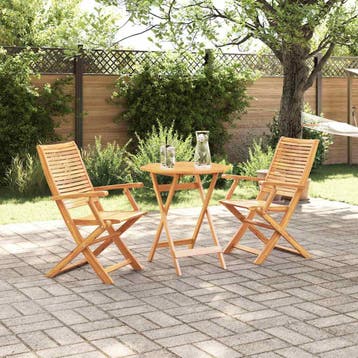 vidaXL Vouw Bistro Set 3 st Bruin Massief Acaciahout, Verzenden, Nieuw, 3 zitplaatsen