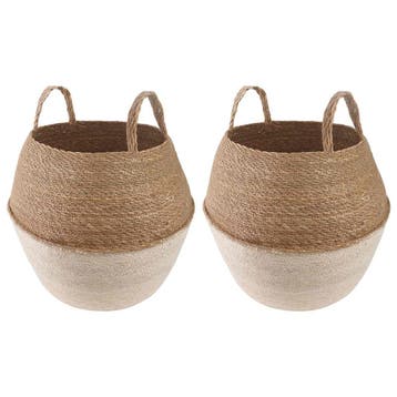 vidaXL Plantenpot met handvatten 2 st Wit Ø 32 x 32 cm 100%, Verzenden, Nieuw, 30 tot 60 cm