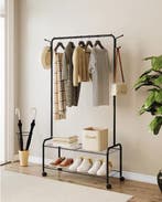 3-in-1 Kledingrek met Wielen – Haken en Dubbel Opbergrek, Verzenden, Nieuw