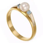 Ring - 18 karaat Geel goud, Witgoud - 0.06ct. tw. Topaas -, Nieuw