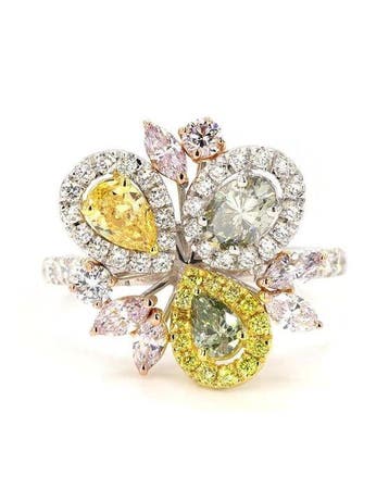 Statement ring - 18 karaat Witgoud - 1.72ct. tw. Gemengde