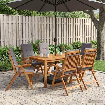 vidaXL 7-Piece Garden Dining Set Naturel Massief Acaciahout, Verzenden, Nieuw