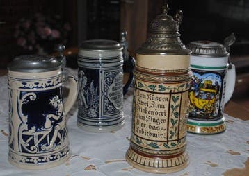 Bierpul (4) - Creamware - Bierpul met tinnen deksel