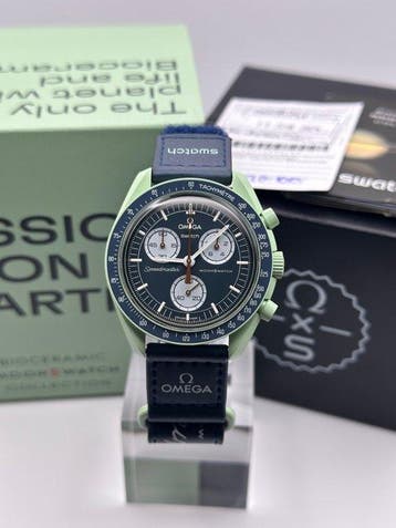 Omega x Swatch - MoonSwatch - Mission on Earth - Zonder, Sieraden, Tassen en Uiterlijk, Horloges | Heren, Nieuw