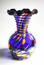 Vaas - Glas - Vintage Gerimpelde Rand