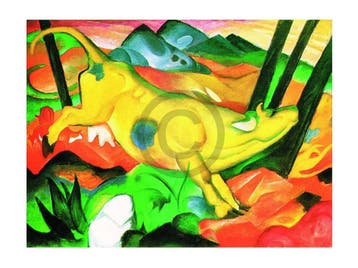 Kunstdruk Franz Marc - Gelbe Kuh 80x60cm, Verzenden, Nieuw