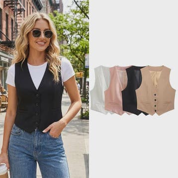 Chic Dames Vest - Vintage Mouwloos Single-Breasted Gilet voo, Kleding | Dames, Bodywarmers, Verzenden, Nieuw