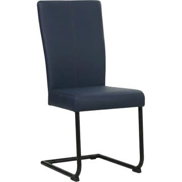 Leren eetkamerstoel Dry - Toledo Kobalt (blauw) - Sledepoot, Huis en Inrichting, Stoelen, Blauw, Nieuw, Leer, Ophalen of Verzenden