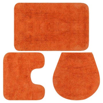 vidaXL Badmattenset stof oranje 3-delig, Verzenden, Nieuw, Oranje