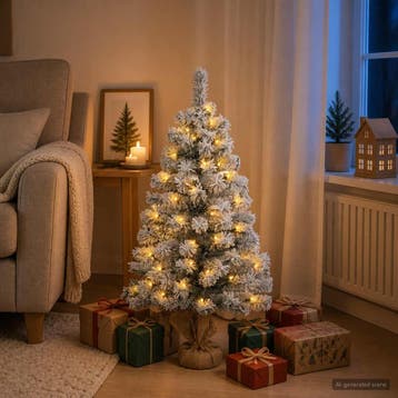 vidaXL Mini kerstboom besneeuwd 90 cm 50 LEDs Warmwit PVC, Diversen, Verzenden, Nieuw