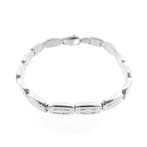 Zilveren gematteerde schakelarmband, Sieraden, Tassen en Uiterlijk, Armbanden, Ophalen of Verzenden, Gebruikt, Overige kleuren