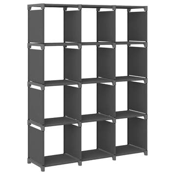 vidaXL Kast met 12 vakken 103x30x141 cm stof grijs, Overige materialen, Minder dan 50 cm, Verzenden, 100 tot 150 cm