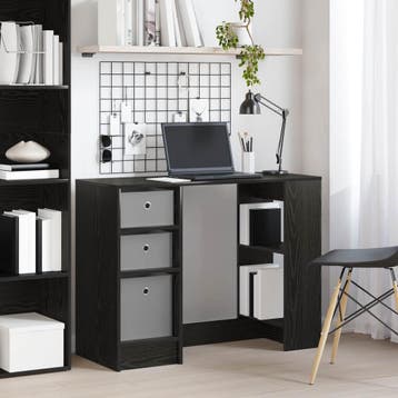 vidaXL Bureau Zwart Eiken 100 x 40 x 75 cm Bewerkt hout, Verzenden, Nieuw