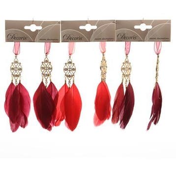 Set van 6 veren kwasten rood 15 cm, Verzenden, Nieuw