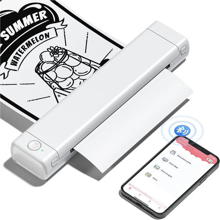 Draagbare A4 Printer - Bluetooth | Tweedekansje | OP=OP, Computers en Software, Printers, Draadloos, Thermo-printer, Zwart-en-wit printen