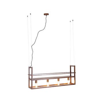 Industriële hanglamp roestbruin met rek 4-lichts - Cage Rack, Verzenden, Nieuw, Industrieel