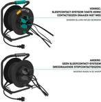 2dekans | VONROC PRO Kabelhaspel 25m – IP44 – Neopreenkabel, Ophalen of Verzenden, Zo goed als nieuw