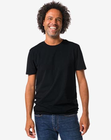 HEMA Heren T-shirts slimfit o-hals extra lang - 2 stuks, Verzenden, Nieuw