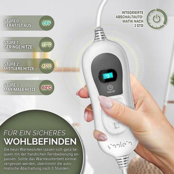 Sinnlein® Elektrische deken - Warmtedeken - 150x80cm - Wit, Verzenden, Zo goed als nieuw